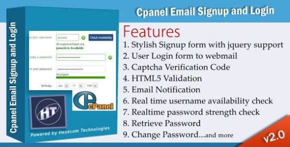 Cpanel Email Signup Plugin Script