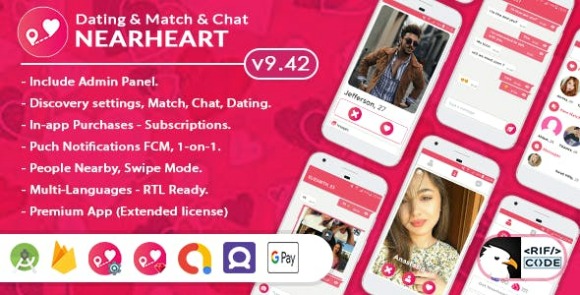 Nearheart Android Native Dating Tinder Clone App with Admin Panel Source