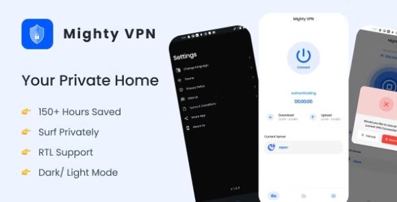 MightyVPN Flutter App for Secure VPN and Fast Servers VPN Source