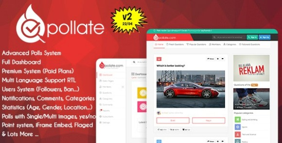 Pollate Premium Polls and Voting Platform SAAS Script
