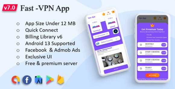 Fast-Pro VPN App Unblock Proxy In-App Purchase Admob Ads