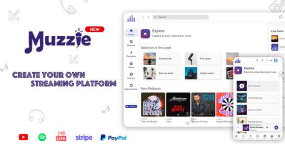 Muzzie Music Podcast and Radio Streaming Platform Script
