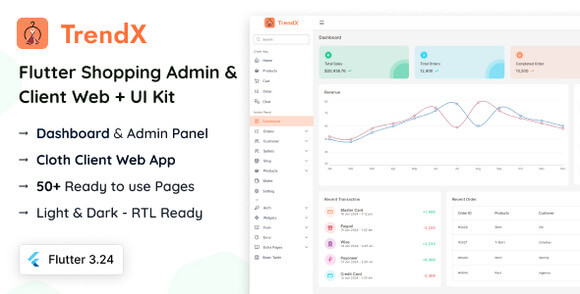 TrendX Flutter Cloth Admin and Client Web UI Kit Source