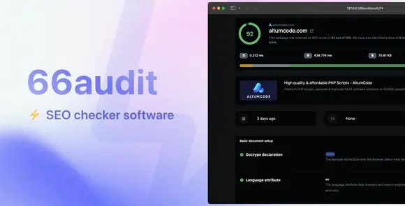 66audit PHP SEO Audits Software Nulled Script