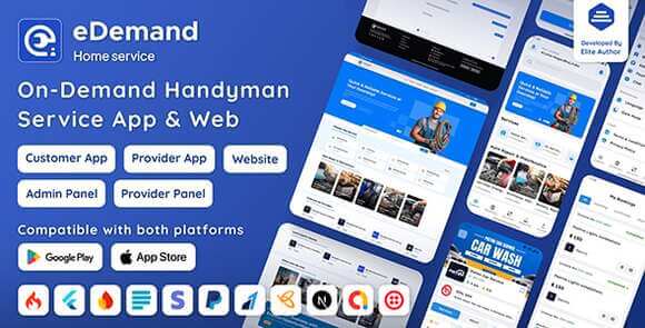 eDemand-Multi Vendor On Demand Handy Services Handyman with Flutter App Source