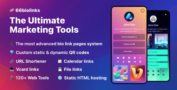 66biolinks Bio Links URL Shortener QR Codes and Web Tools SaaS Nulled