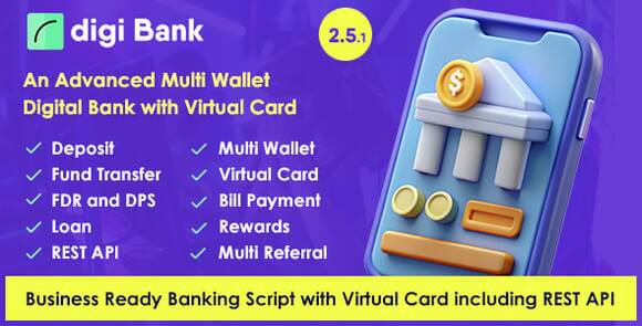 Digibank Advanced Multi Wallet Digital Banking System with Virtual Card